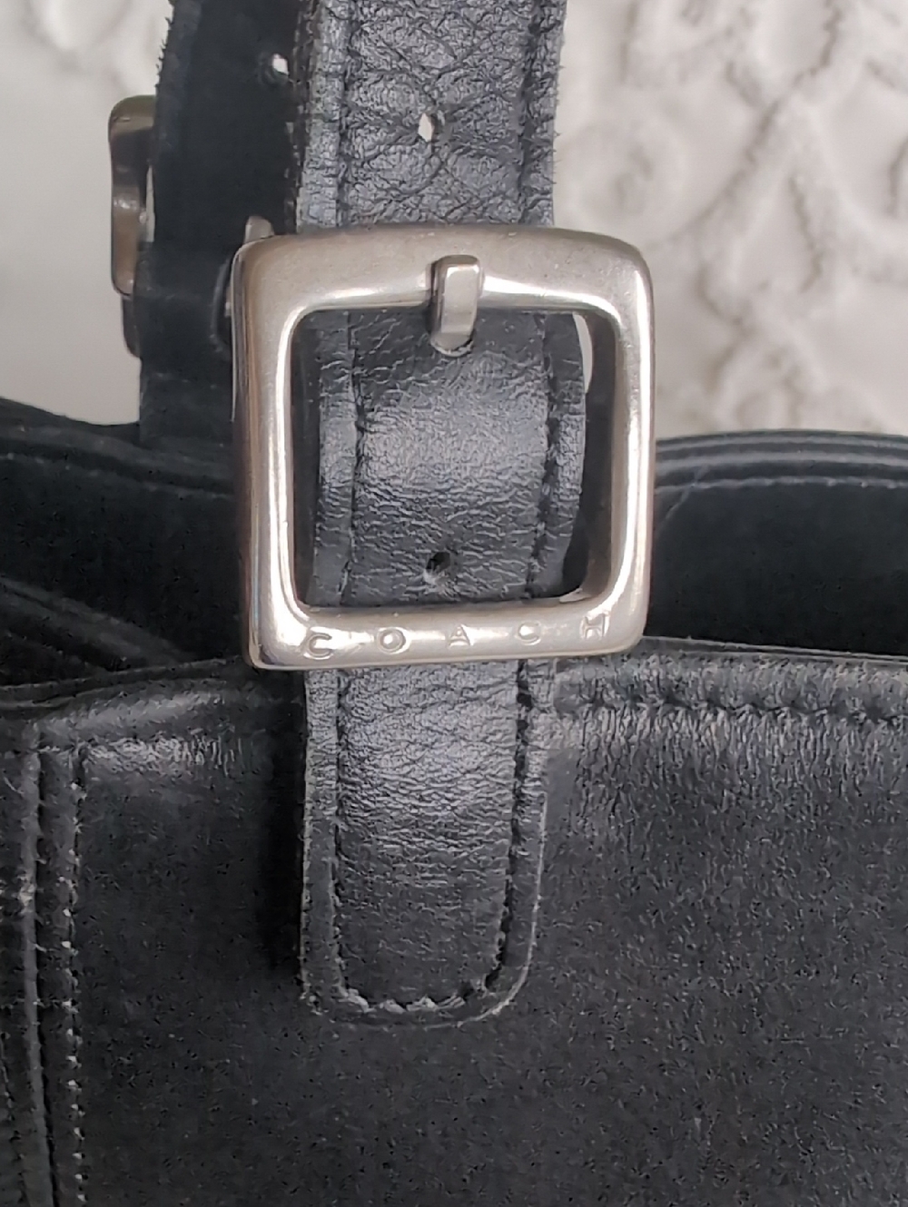 Vintage Coach Waverly 🖤Black Bucket Bag- Chrome Hardware Silver Charm Tassel - Picture 9 of 16